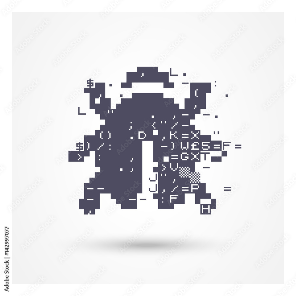 Obraz premium Vector glitch software bug icon.