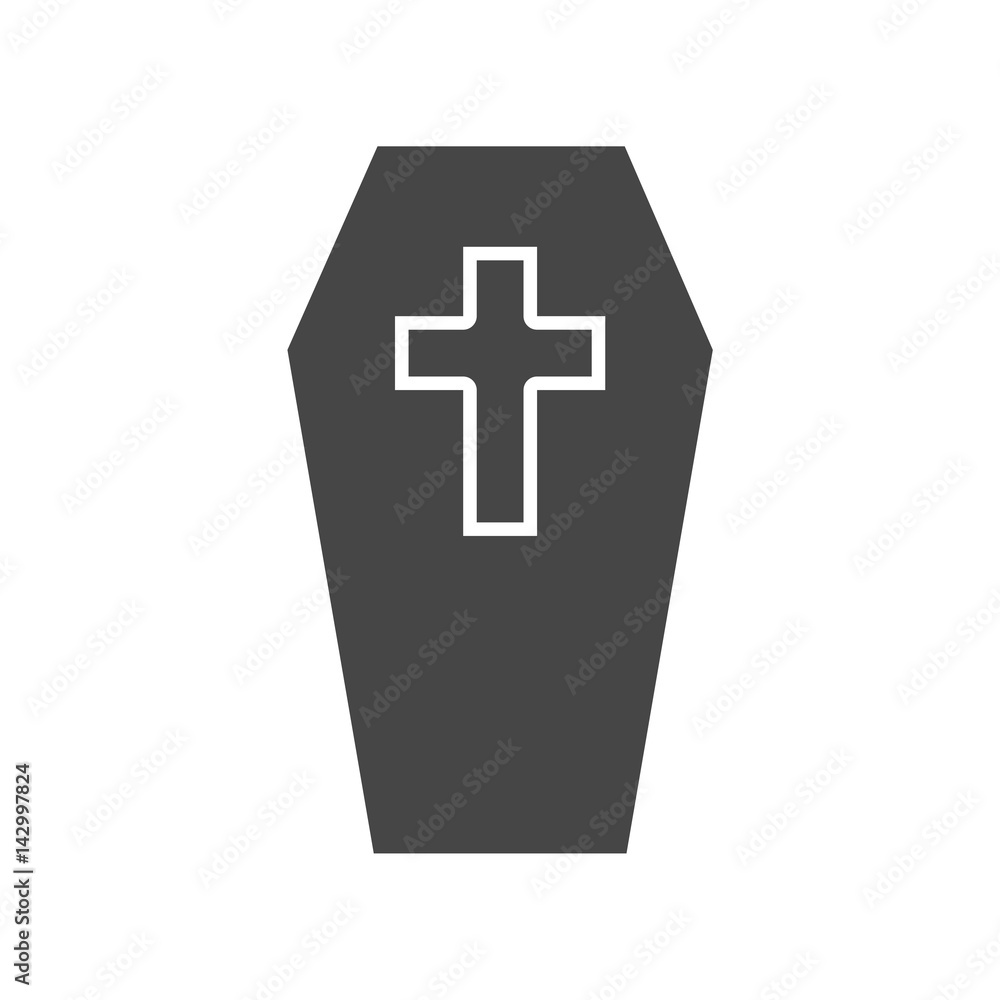 Casket and Cross Icon Flat Graphic Design - Illustration Casket and Cross Icon Flat Graphic Design - Illustration