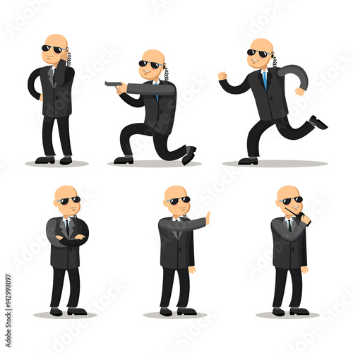 Cartoon Professional Safeguard Man. Security Guard. Vector character illustration