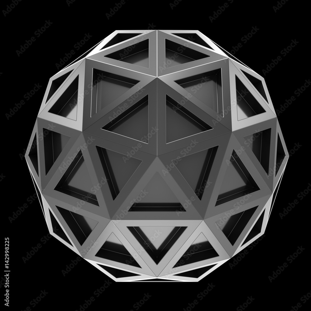 3D Rendering abstract sphere on black background 3D Rendering abstract sphere on black background