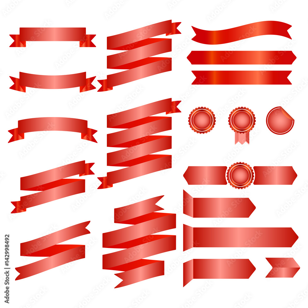 Red Ribbons Isolated On whte Background, Vector illustration, Graphic Design Useful For Your Design or banners for your text. Logo Symbols.