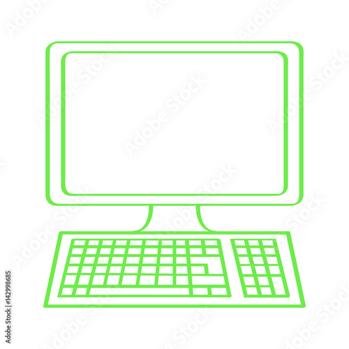 Handgezeichneter Computer in hellgrün