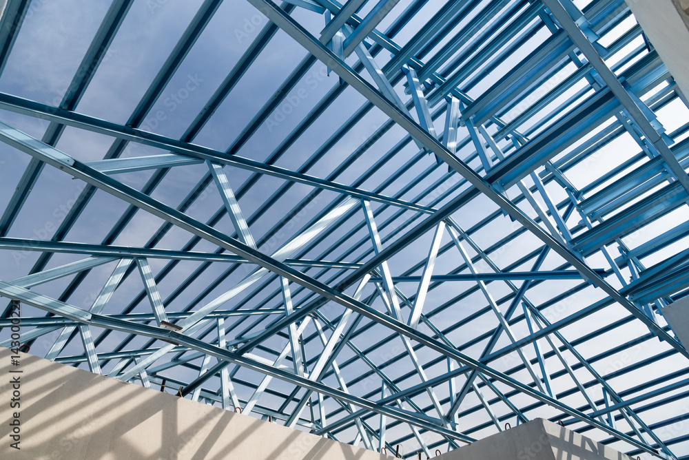 Structure of steel roof. Structure of steel roof.