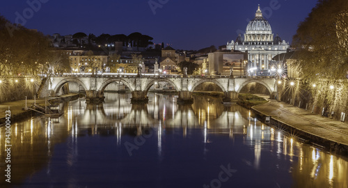 Bridge Ponte Vittorio Emanuele II,St. Peter's Basilica.View from the Tiber