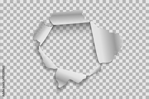 Torn paper realistic, hole in the sheet of paper on a transparent background. Vector illustrations EPS10