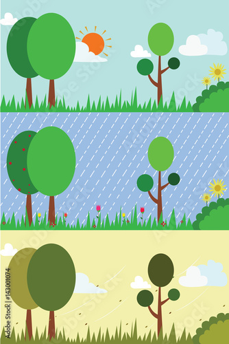 Season and garden background vector illustration 