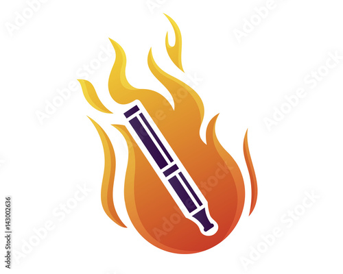 Modern Flaming Vaporizer E-Cigarette Logo