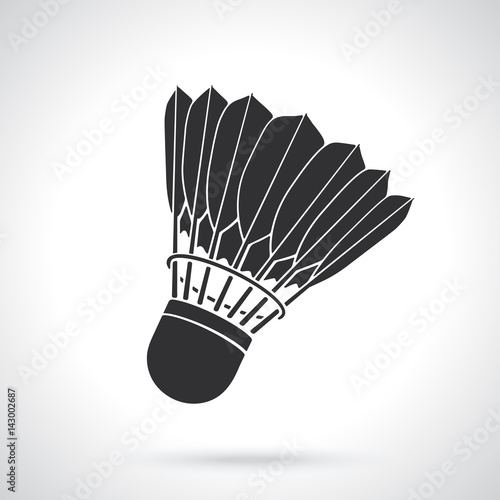 Vector illustration. Silhouette of shuttlecock for badminton from bird feathers. Sports equipment. Patterns elements for greeting cards, wallpapers
