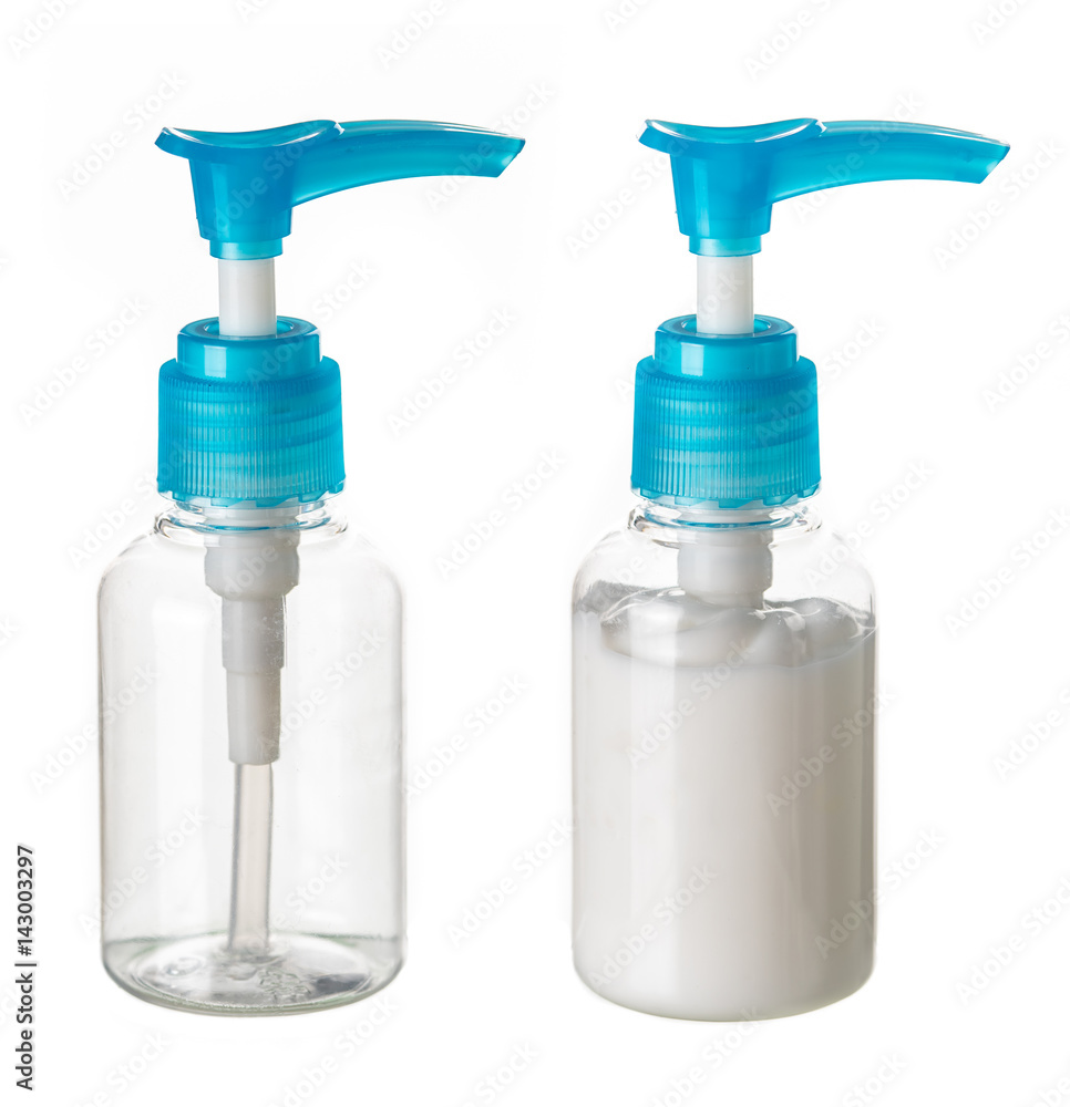 Clear plastic pump bottle for making mock up. Lotion, gel and cream products Clear plastic pump bottle for making mock up. Lotion, gel and cream products