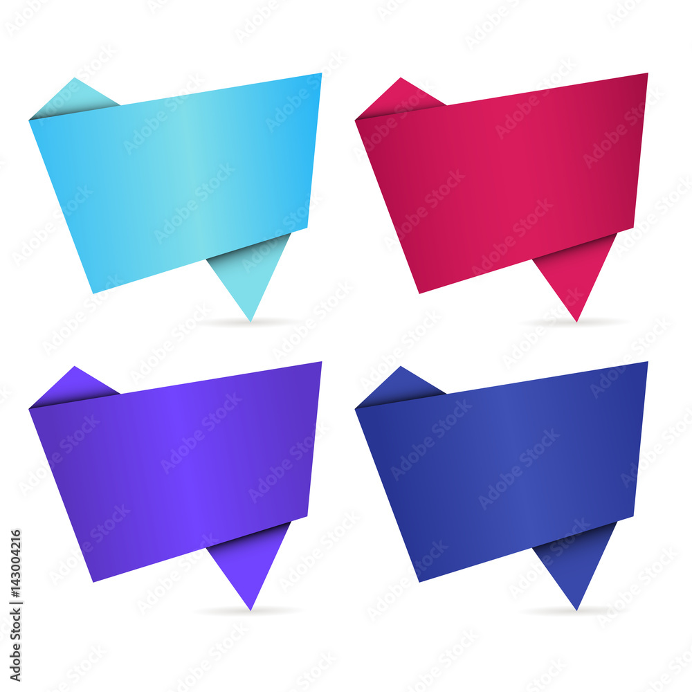 Set of colorful ribbons and labels isolated on white background. Origami banners design. Vector illustration Set of colorful ribbons and labels isolated on white background. Origami banners design. Vector illustration