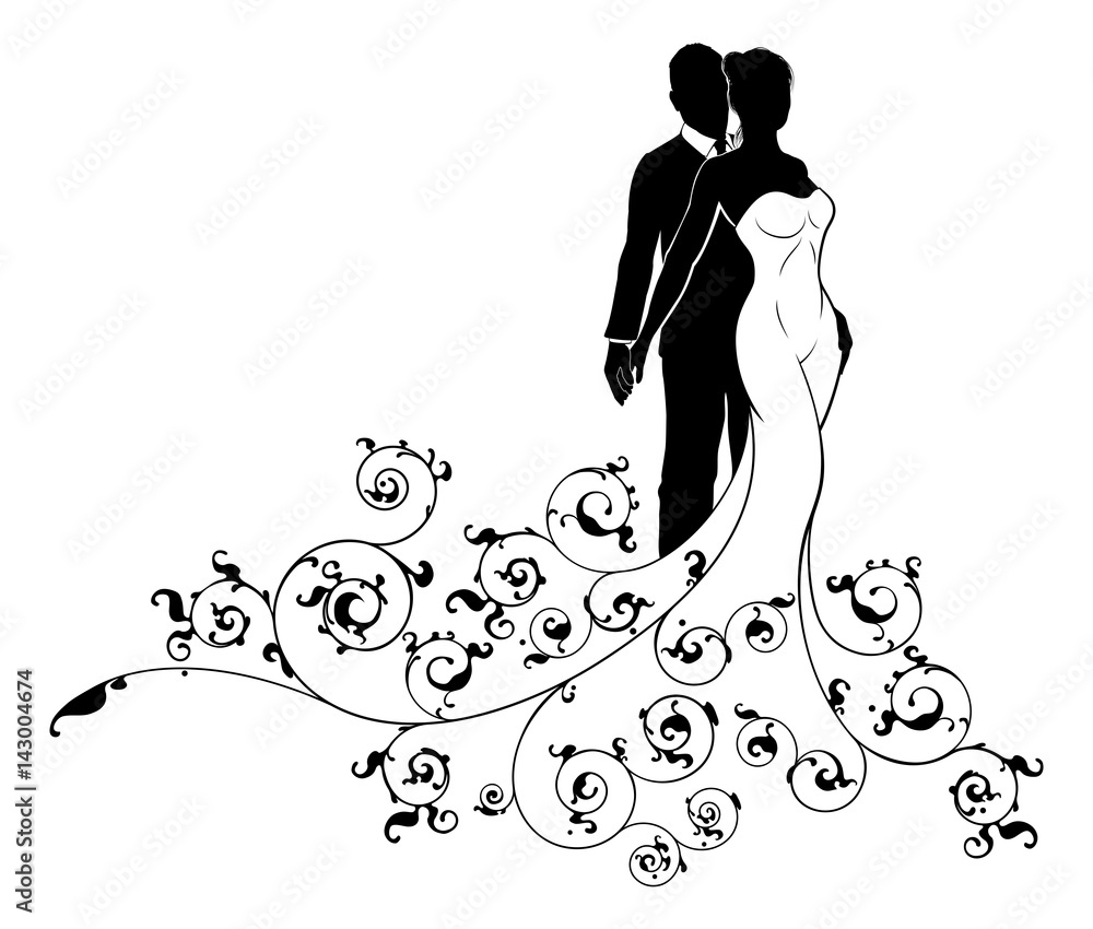 Abstract Pattern Bride and Groom Wedding Silhouette Abstract Pattern Bride and Groom Wedding Silhouette
