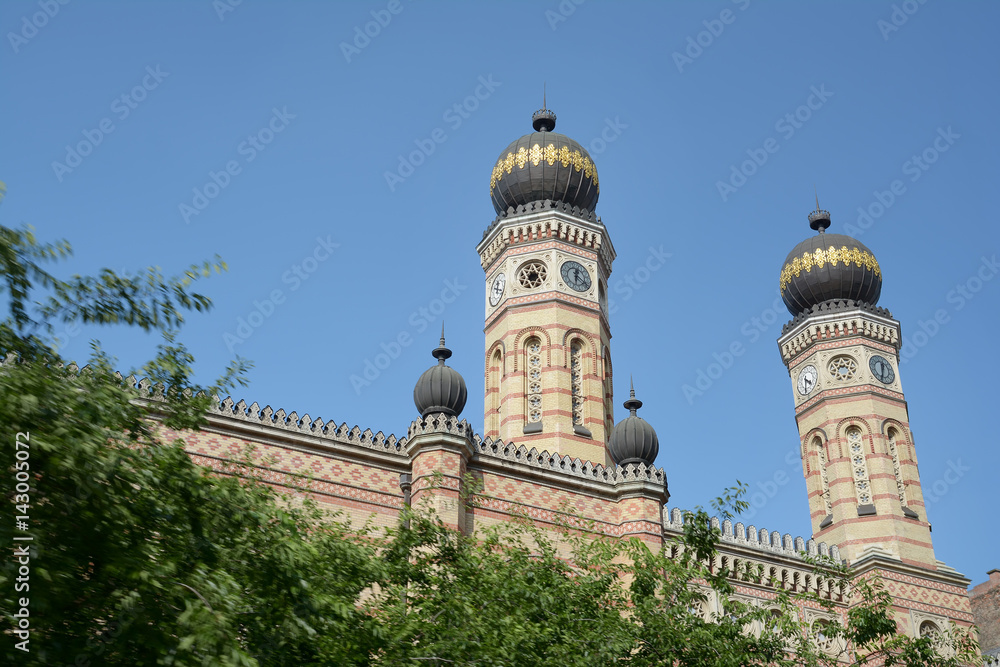 Exterior shot of Dohany Street Synagogue, Budapest, Hungary