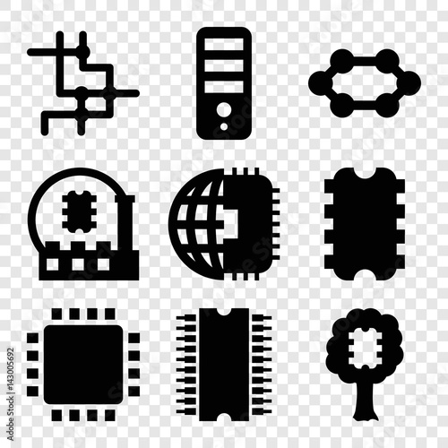Set of 9 cpu filled icons