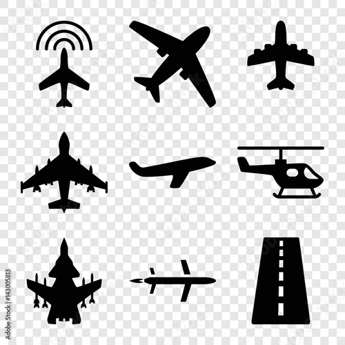 Set of 9 airline filled icons