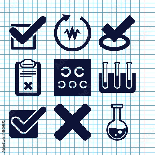 Set of 9 test filled icons