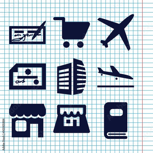 Set of 9 commercial filled icons
