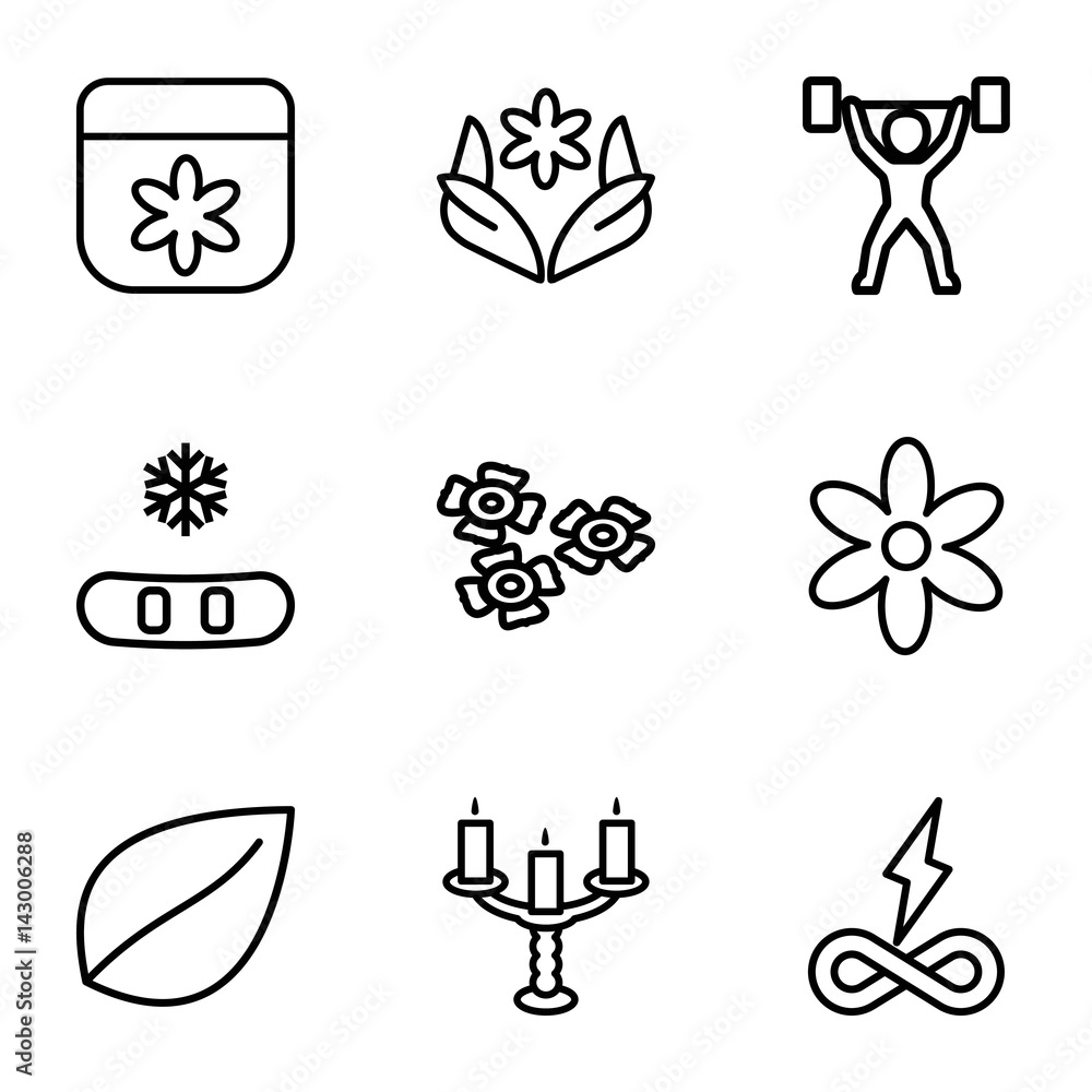 Set of 9 ornament outline icons Set of 9 ornament outline icons