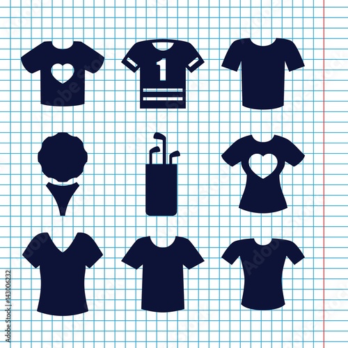Set of 9 tee filled icons
