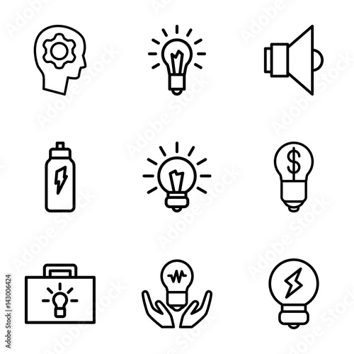 Set of 9 innovation outline icons