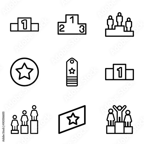 Set of 9 ranking outline icons