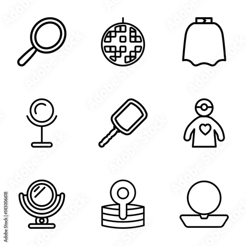 Set of 9 mirror outline icons