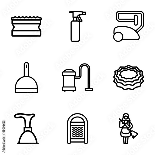 Set of 9 cleaner outline icons