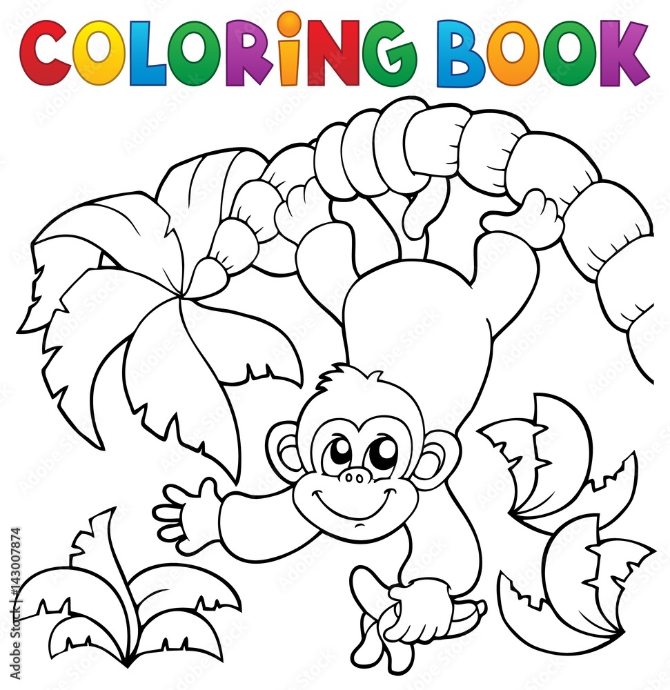 Obraz premium Coloring book monkey theme 2