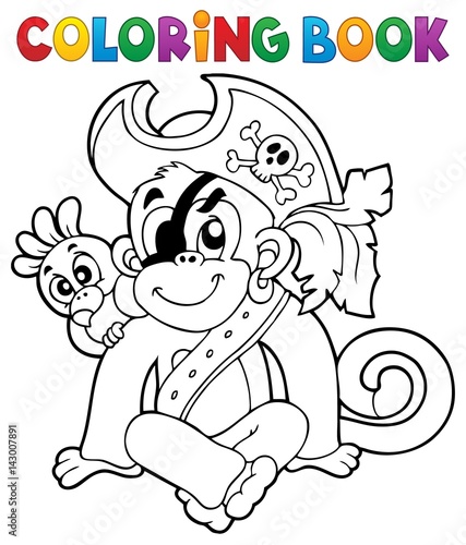 Coloring book pirate monkey image 1