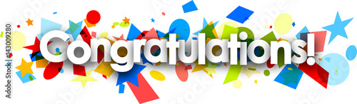 Congratulations paper banner with confetti.