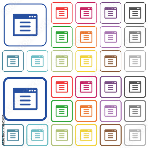 Application options outlined flat color icons