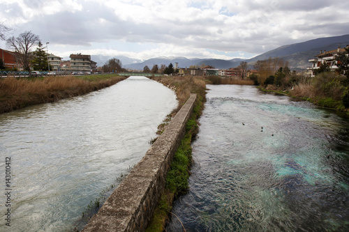 union of aterno river and Pescara river at Popoli village, abruzzo photo