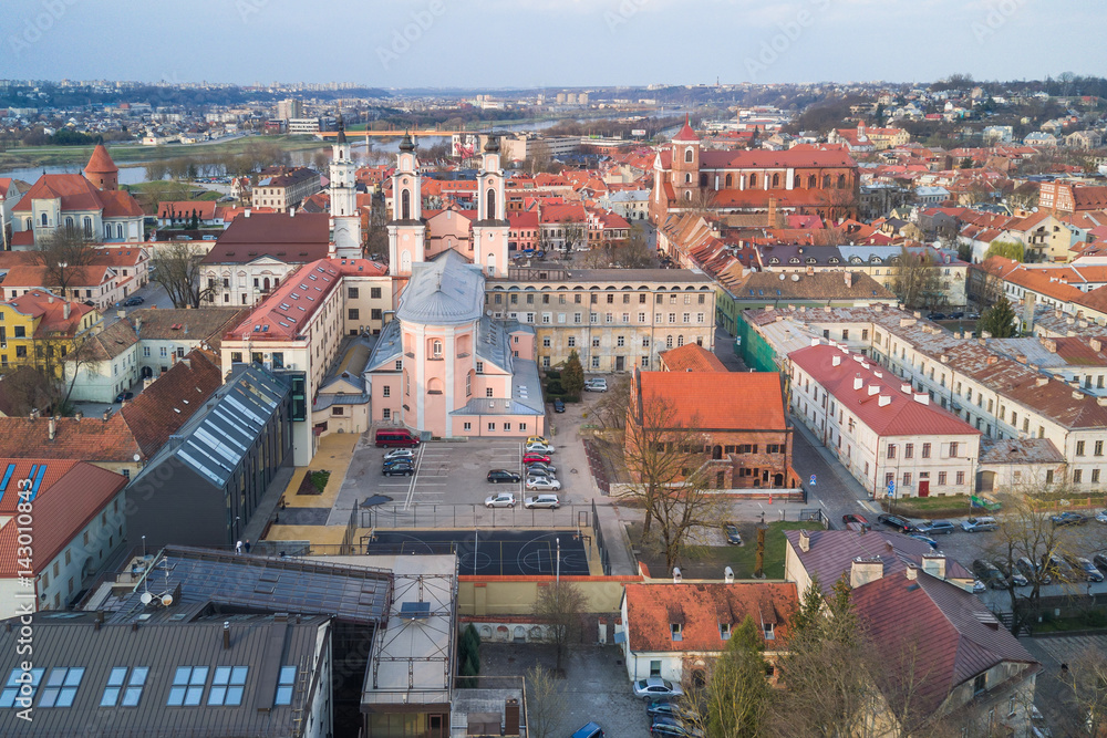 Kaunas old town, drone view