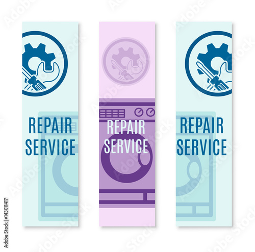 Simple vertical banner of washing machine repair service
