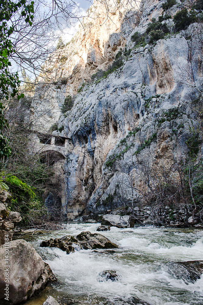 San Venanazio gorges and hermitage over Aterno river, abruzzo