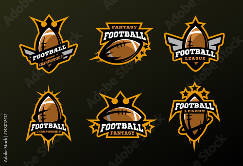 Set of sports logos, games in American football .