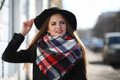 Girl on a walk in sunny weather