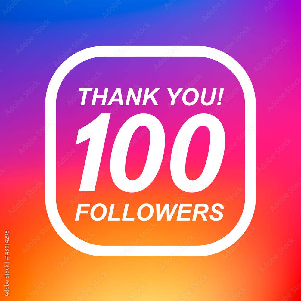 Thank you 100 followers label design elements. Vector illustration background Thank you 100 followers label design elements. Vector illustration background