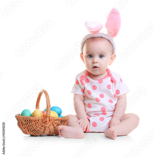Cute funny baby with bunny ...