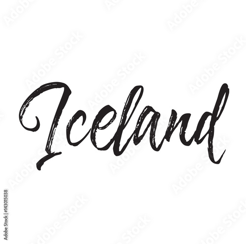 iceland, text design. Vector calligraphy. Typography poster.