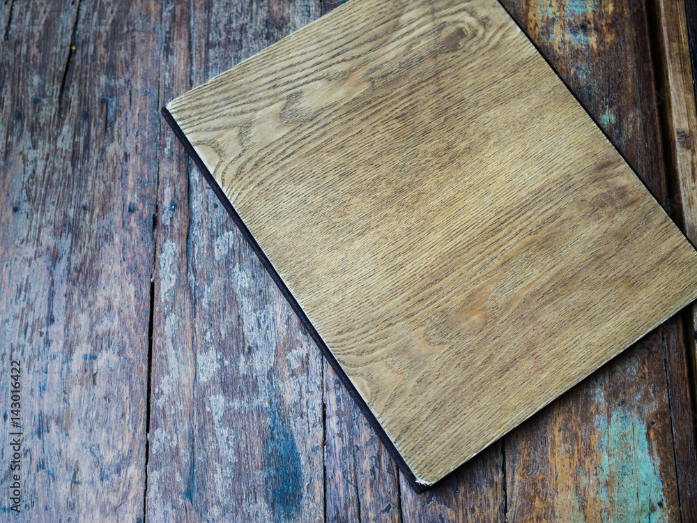 Fotografie Wood banner on table, copy space