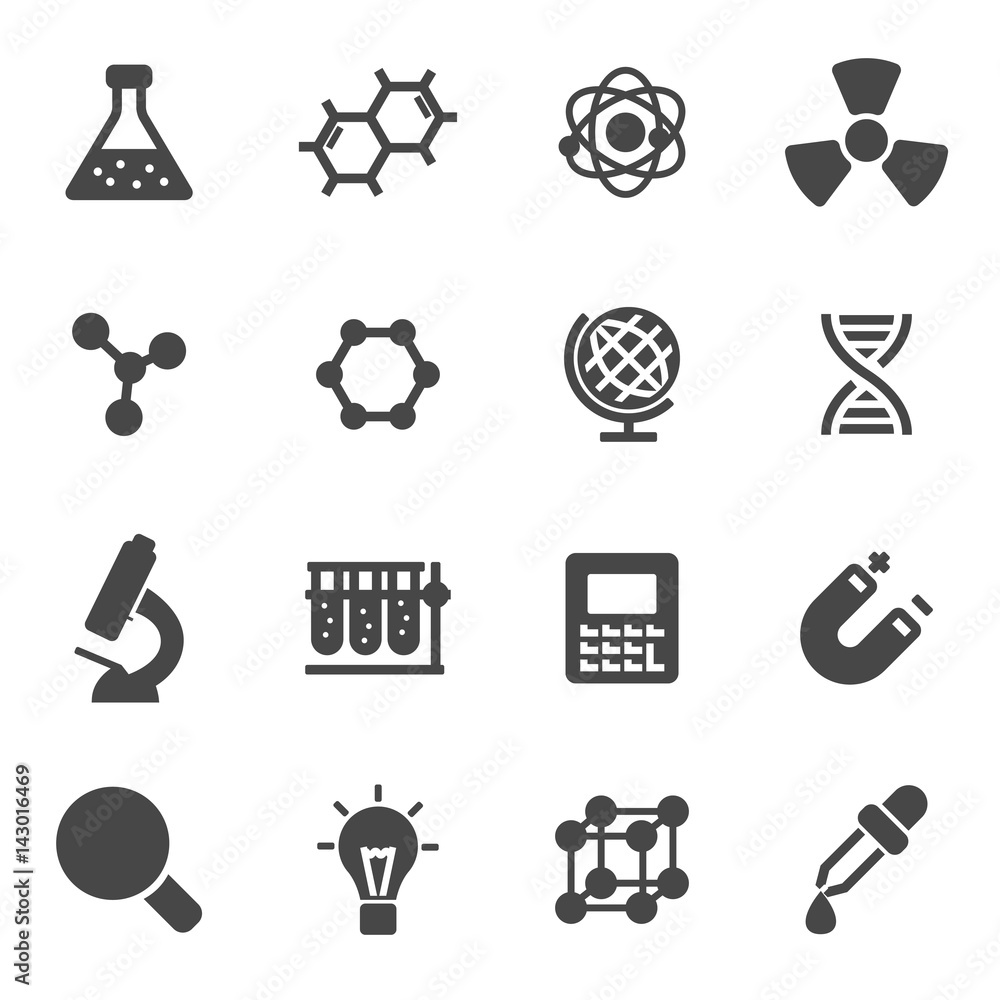 Vector black science icons set Stock Vector | Adobe Stock