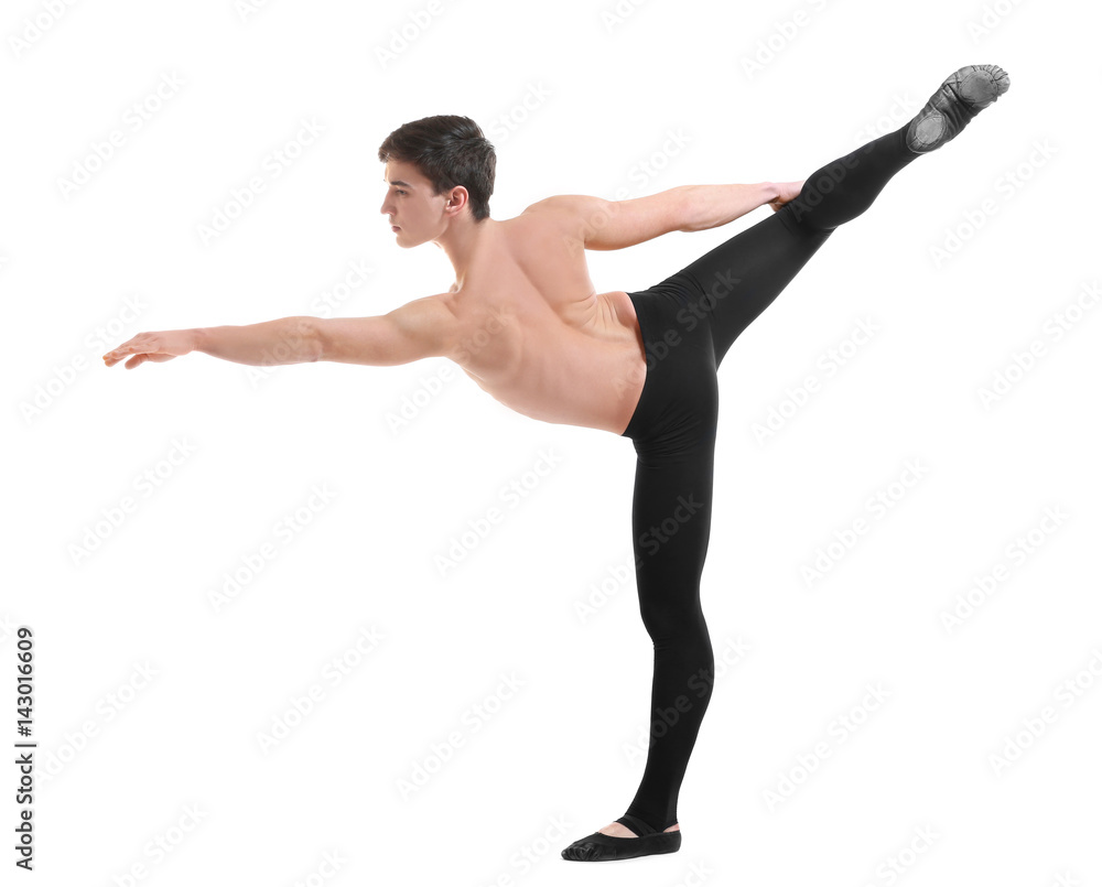 Handsome young ballet dancer on white background Handsome young ballet dancer on white background