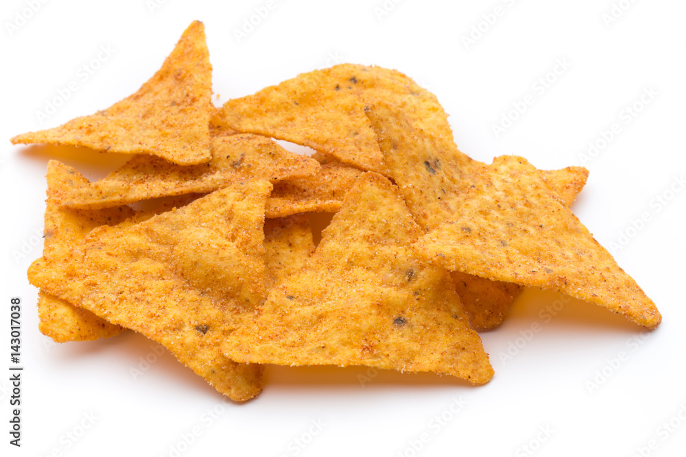 Nachos chips, isolated on white background. Nachos chips, isolated on white background.