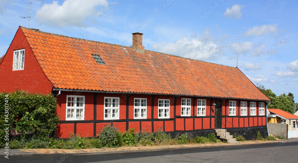 Old timbered frame house on the island Bornholm. Denmark