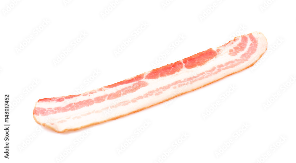 Strip of bacon on white background Strip of bacon on white background