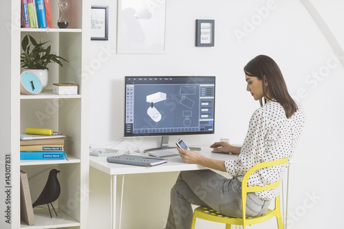 Young Beautiful Businesswoman Working