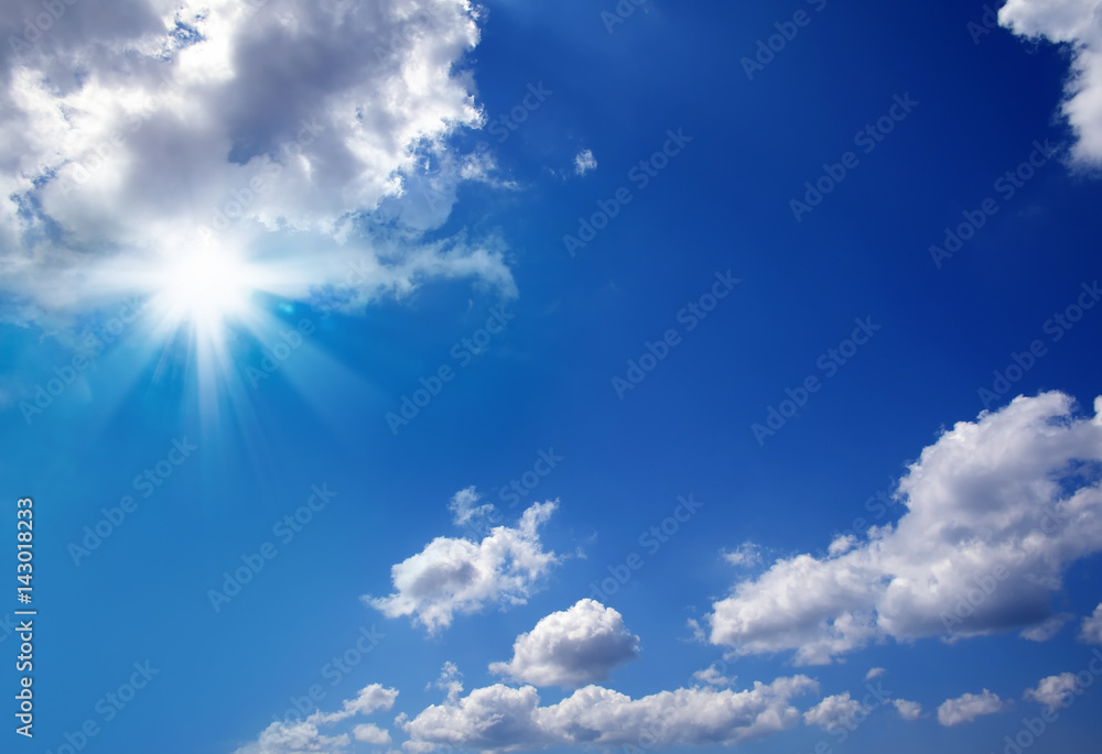 cloudscape image of clear blue sky with shining sun. cloudscape image of clear blue sky with shining sun.