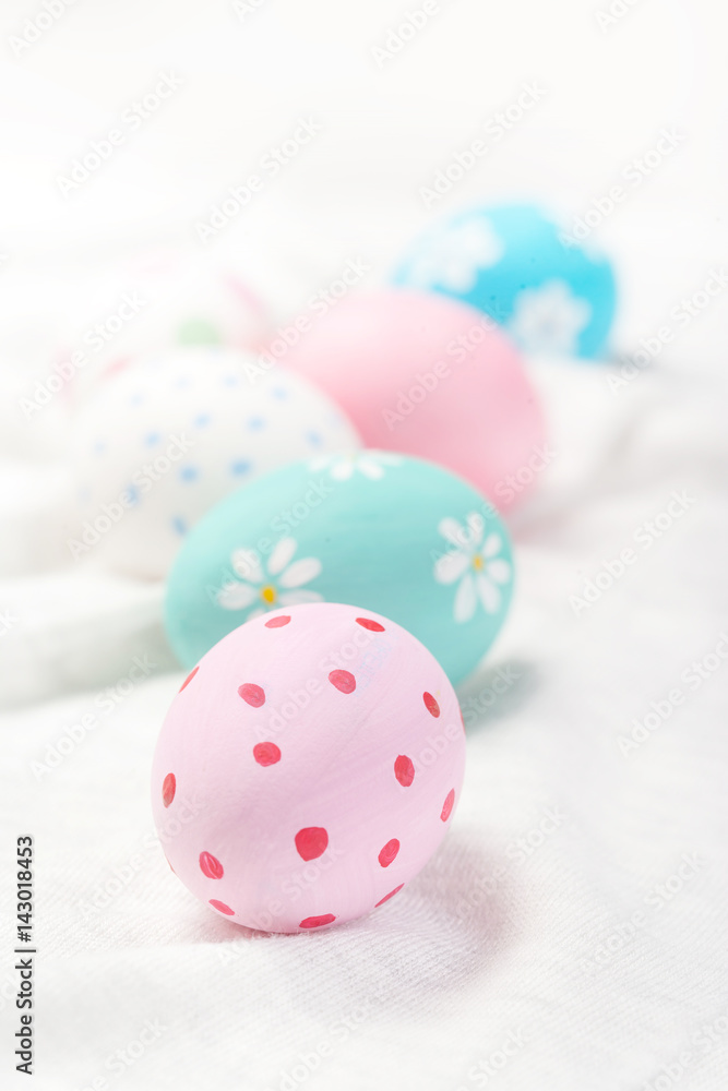 Easter greeting card with colourful Eggs. Easter, family, holiday and child concept