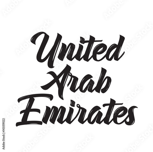 united arab emirates, text design. Vector calligraphy. Typography poster.