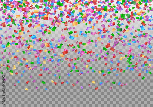 Happy new year background with confetti in air on a transparent backdrop
